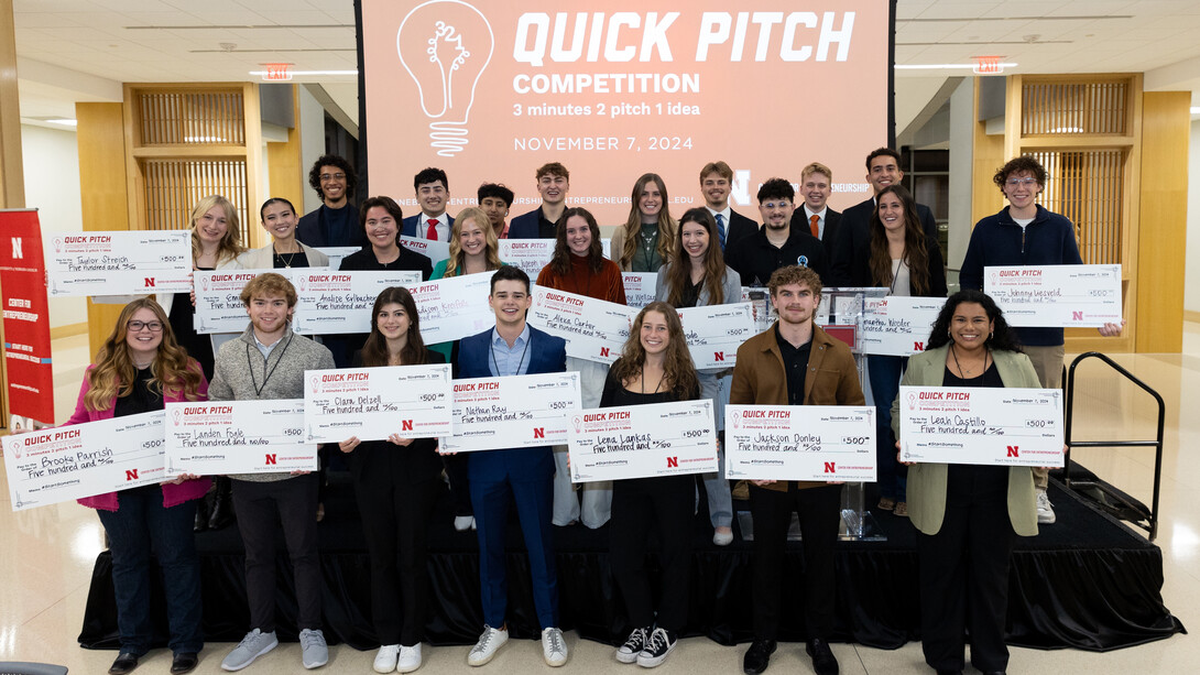 Seven computing majors were among the 24 selected winners of the Nebraska Center for Entrepreneurship's 16th annual 3-2-1 Quick Pitch competition.