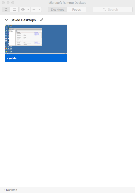 saved desktops view in microsoft remote terminal application