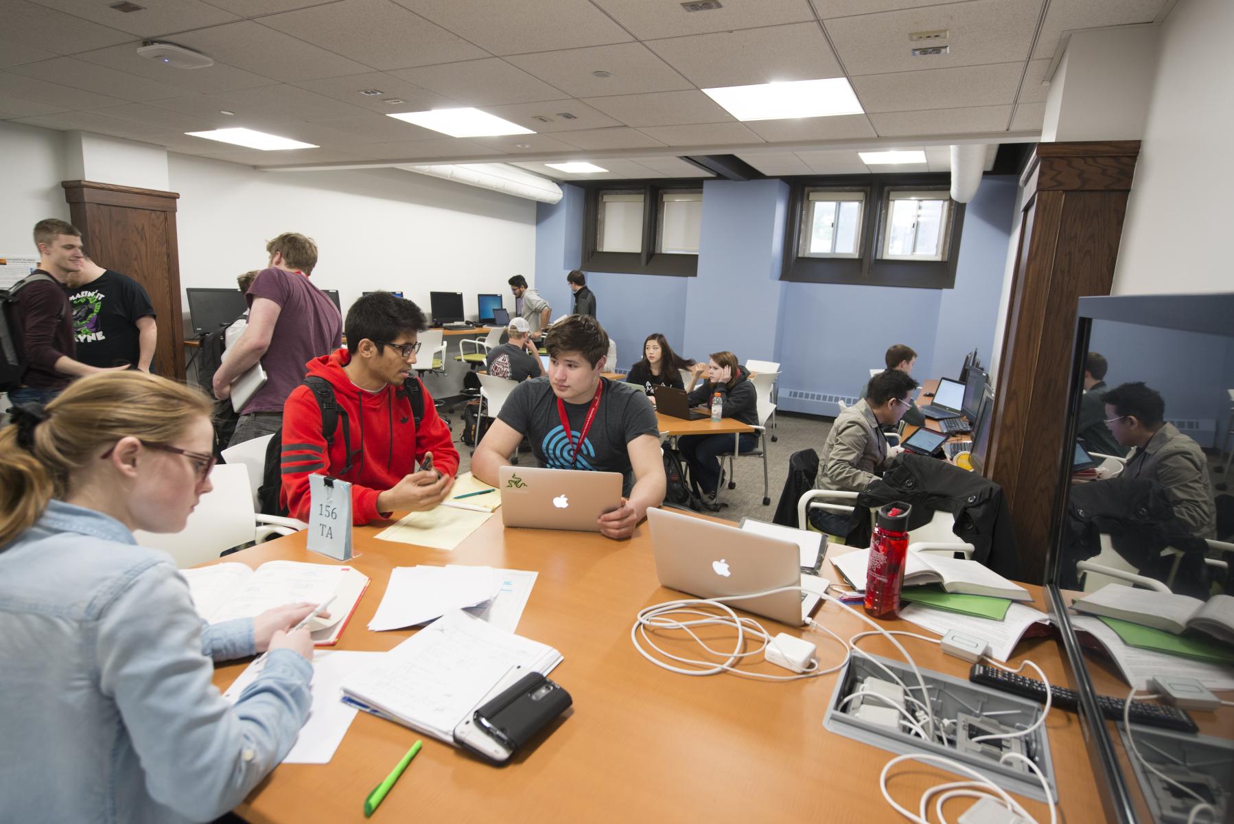 Students talking in the Student Resource Center.