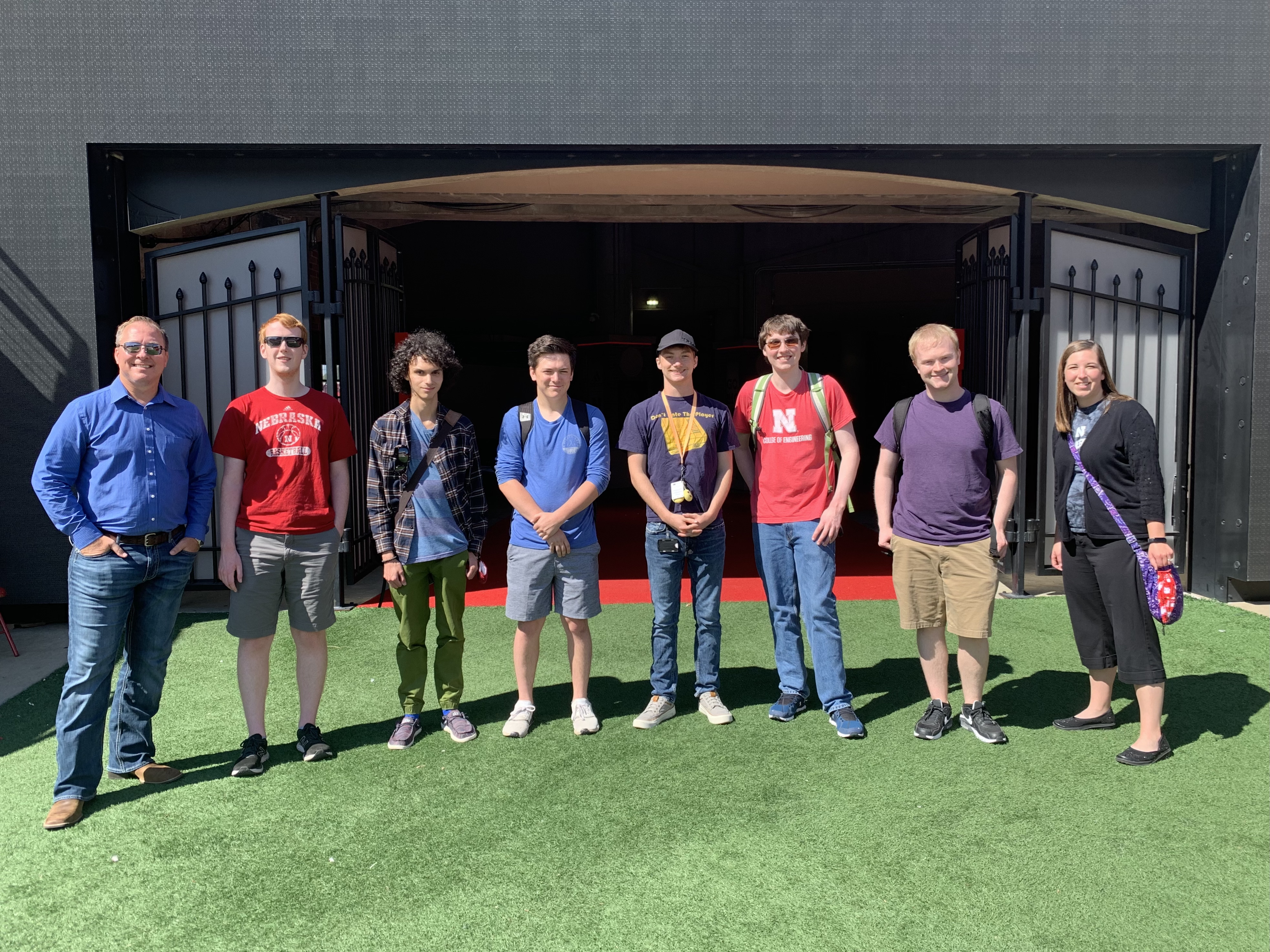 The Husker STEM VR Team from left to right: Jeff Falkinburg, Tyler Senne, Connor Unger, Ryan Schumacher, Parker Brown, Jackson Herman, Jackson Maschman, and Brittney Palmer. 