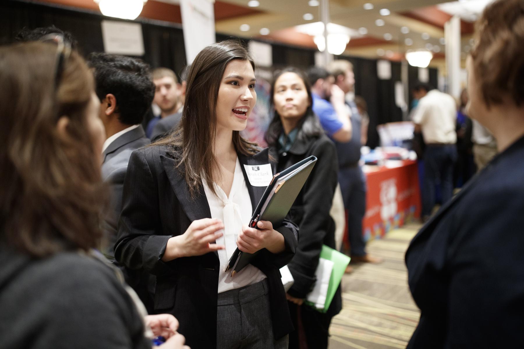 Young woman at the career fair