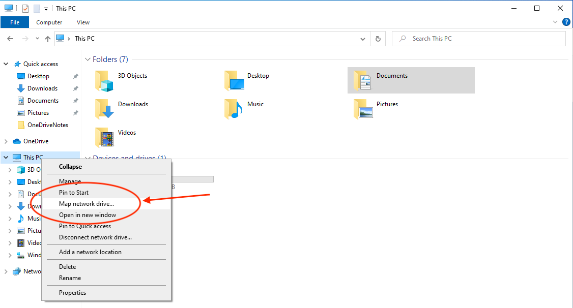 windows explorer map drive menu view