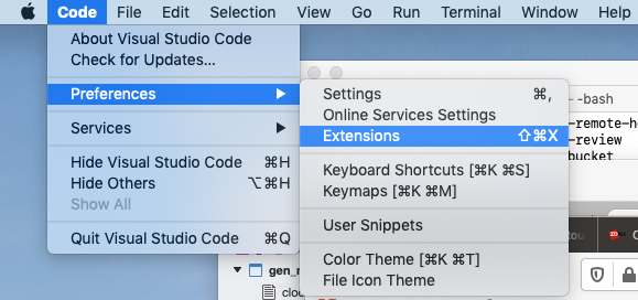 VS code SFTP extension install screen