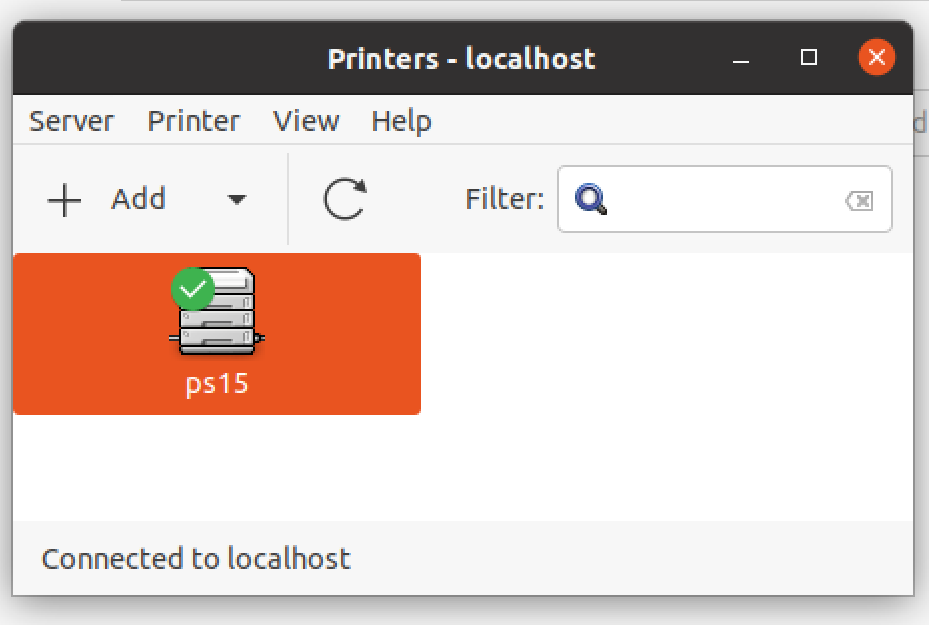 system printer menu showing new printer