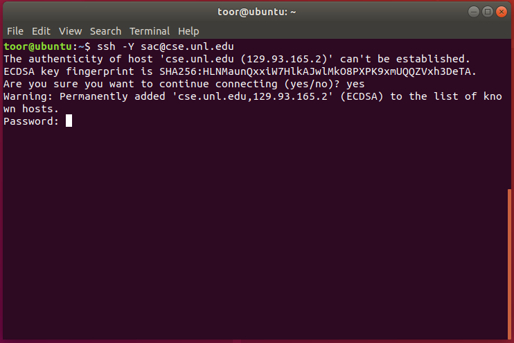 ubuntu terminal secure shell connection initial system connection prompt