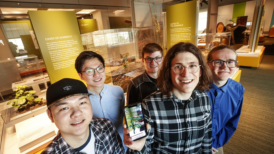 CSE students and app creators (from left) Ziyuan Ye, JunShen Ban, Brandon Heuttner, Matt Martin, Sasha Tenhumberg.