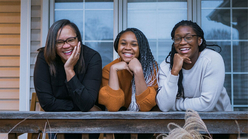 Courtney Young (right) with her mother and sister.
