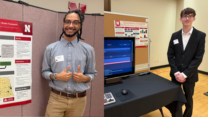 Armon'e Dean and Dakoda Oden pose with their posters at the 2026 Student Research Days Poster Session.