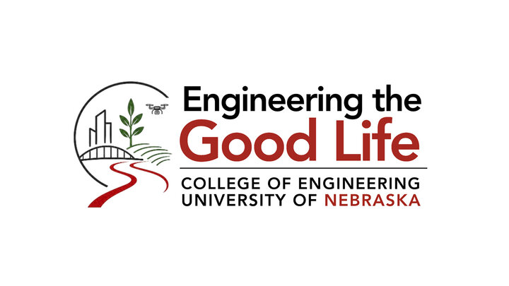 Engineering-themed logo with bridge, plant, drone, and "Engineering the Good Life" text in red and black.