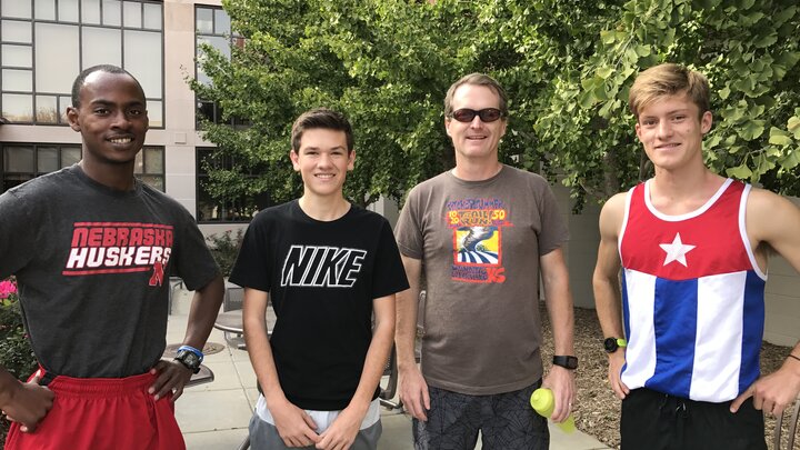 Dr. Matthew Dwyer with computer science student runners.
