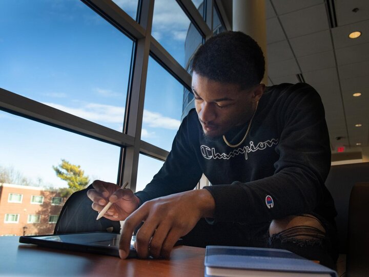 A student studying in the Union
