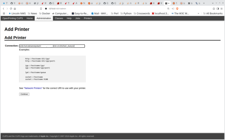CUPS samba printer resource locator