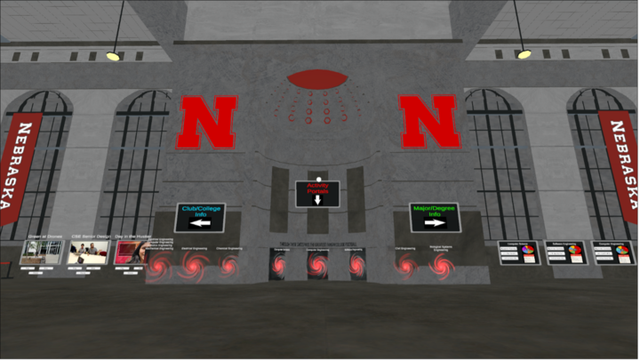 The inside of Memorial Stadium in the Husker STEM VR game.