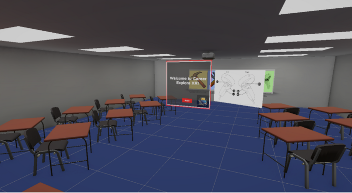 Screenshot of the Career Explore XR game's opening screen